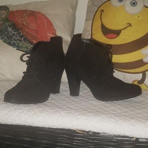 Black lace up booties